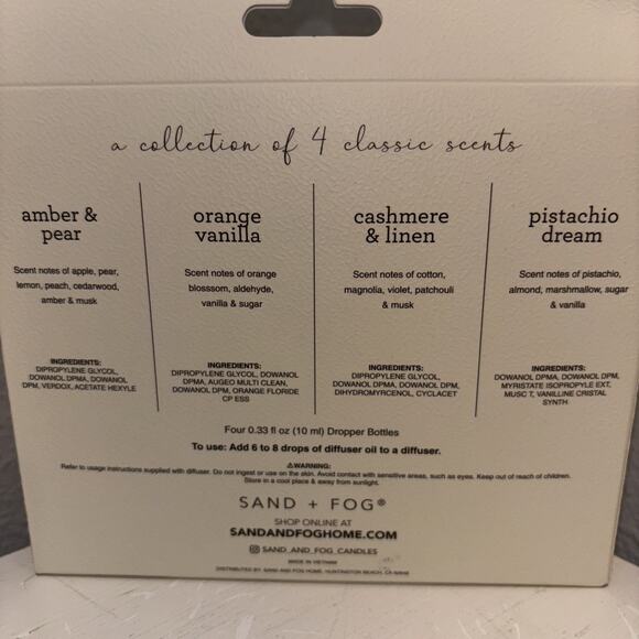 Sand + Fog Diffuser Oil Orange Vanilla Amber Pear Cashmere Linen Pistachio Dream - Picture 3 of 3
